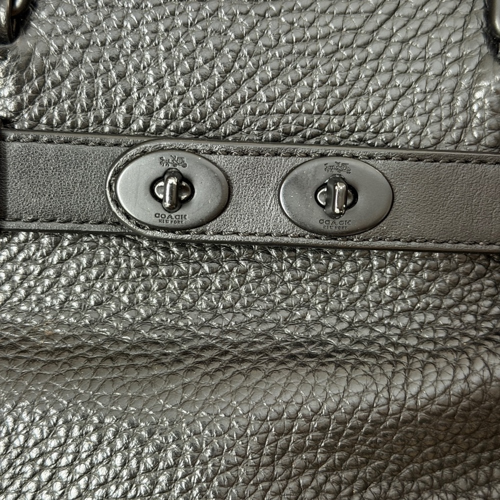 Coach Black Carryall Black Bubbled Pebbled Leather Satchel Handbag - Picture 5 of 16